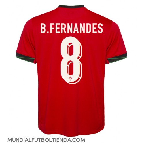 Camiseta Portugal Bruno Fernandes #8 Primera Equipación Replica Eurocopa 2024 mangas cortas